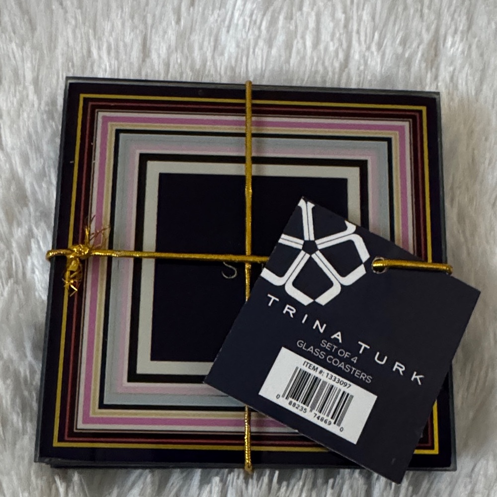 Trina Turk Black and Striped Coaster Set - Picture 3 of 7